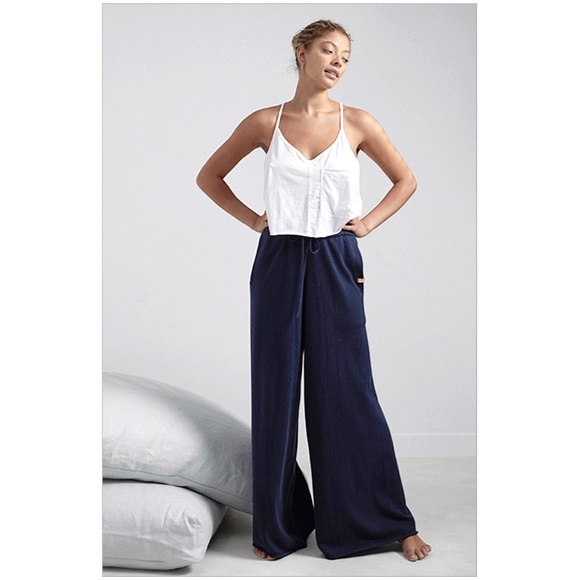 Lunya Cozy Cotton Silk Relaxed Ankle Pant Deep Blue NWT - Picture 2 of 6